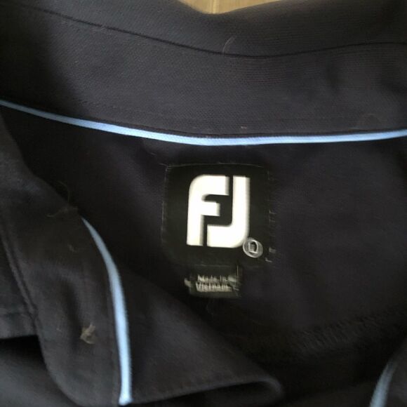 FootJoy FJ Golf Solid Pique Short Sleeve Navy Blue Polo Shirt Sz Large Bird Logo - Picture 4 of 10